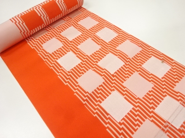 JAPANESE KIMONO / ANTIQUE BOLT FOR HASSUN OBI / WOVEN ABSTRACT PATTERN